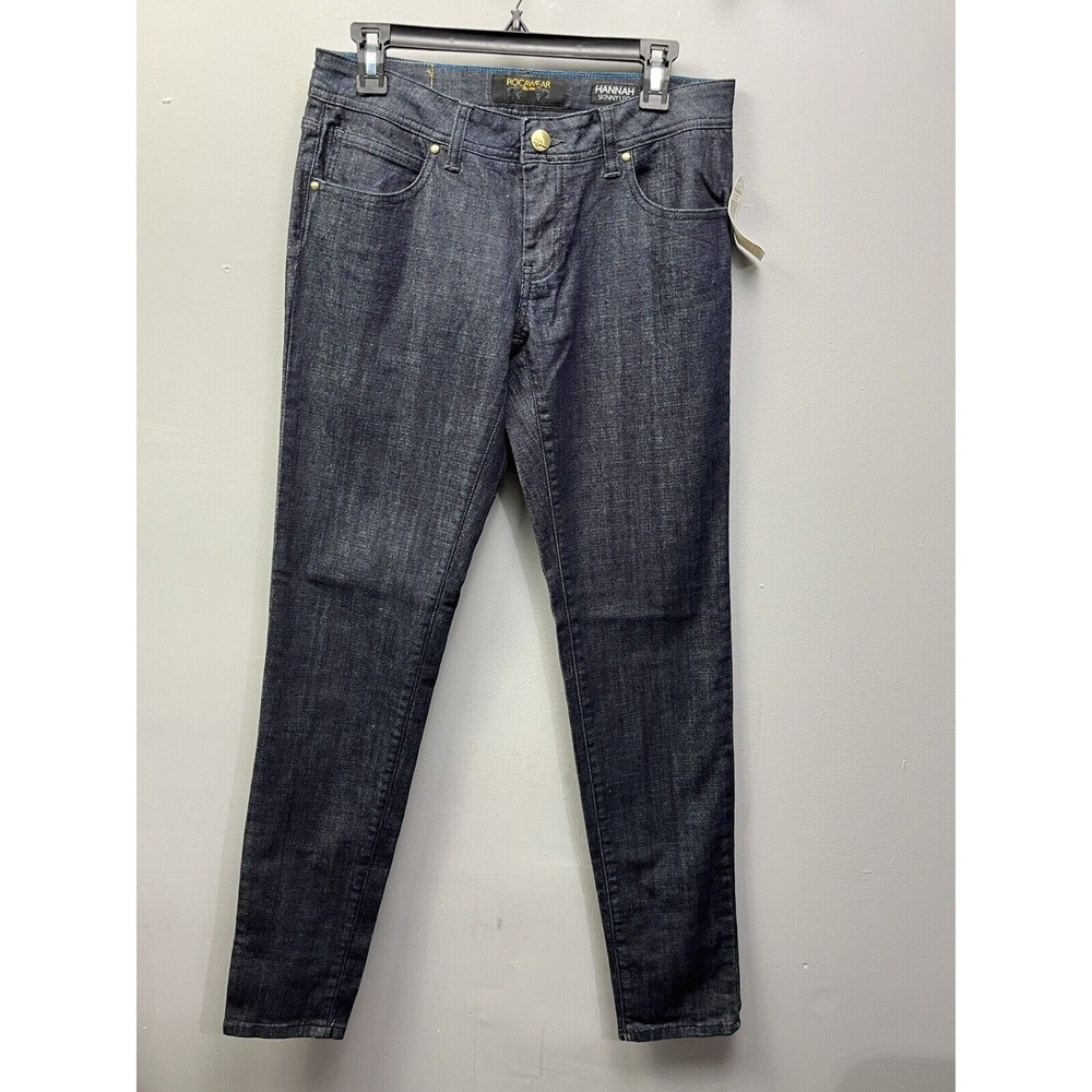 Rocawear Jeans Womens 9 Dark Hannah Skinny Leg Gold Embroidered Pocket Y2K NEW